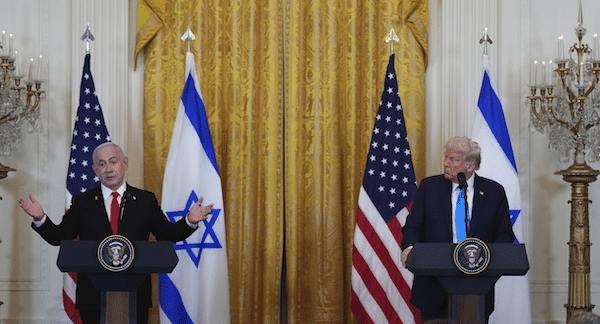 MR Online | Israeli Prime Minister Benjamin Netanyahu answers questions during a news conference with President Donald Trump at the White House February 2025 | MR Online